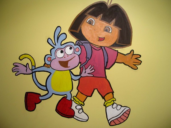 dora and boots mural