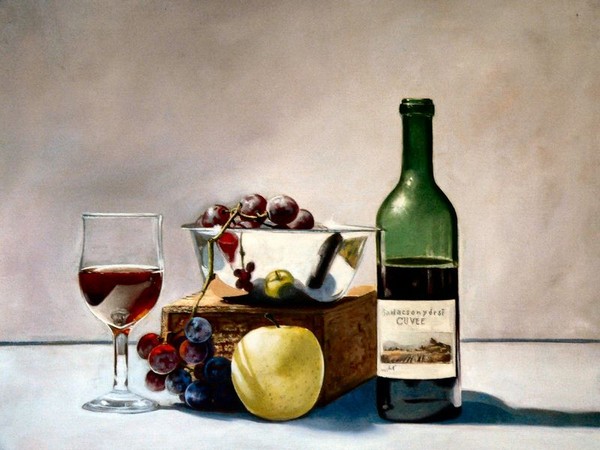 still-life with wine