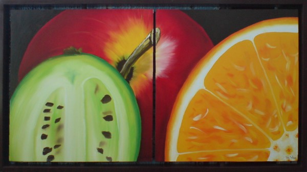 Kiwi, apple, orange