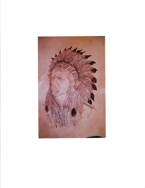 Indian Chief on cowhide