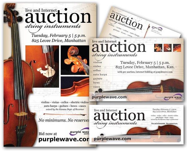 Violin Auction flier, postcard and handout