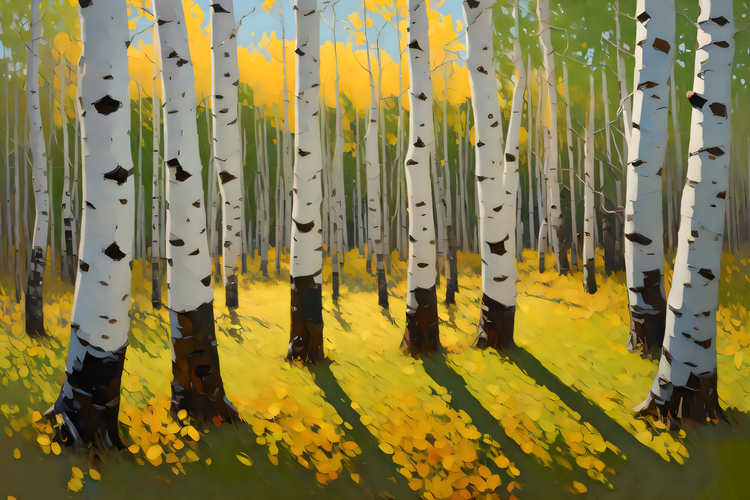 Aspen Grove in the Afternoon Sunlight