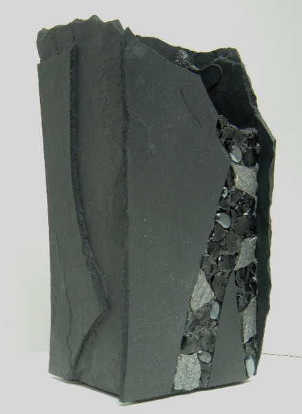 Unique Natural Stone Vase, Hematite and Obsidian G