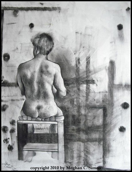 Original Nude Charcoal Drawing - Vincent