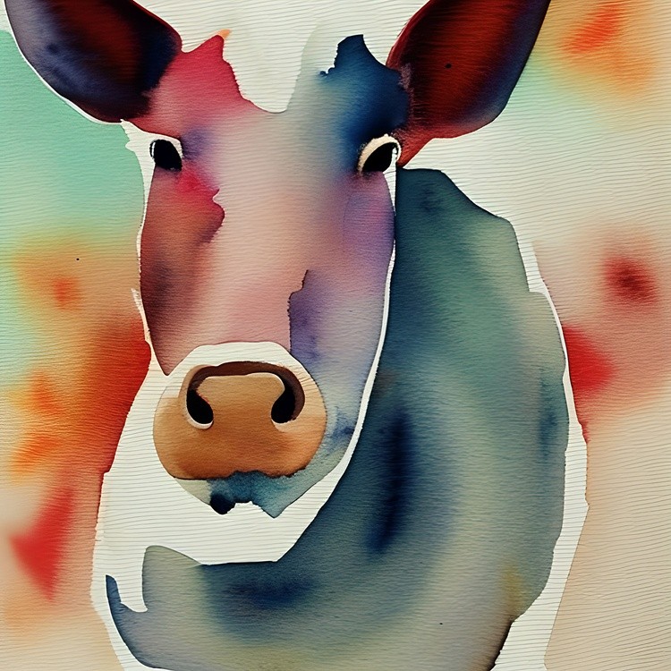Cute watercolor cow