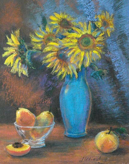 Still life with sunflowers.