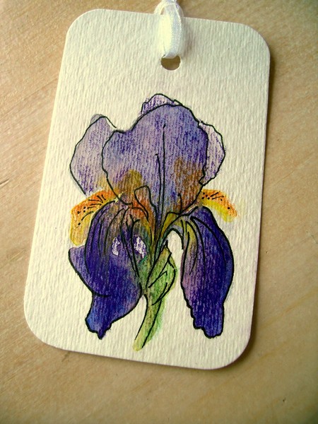 Iris. Mini Painting Bookmark.