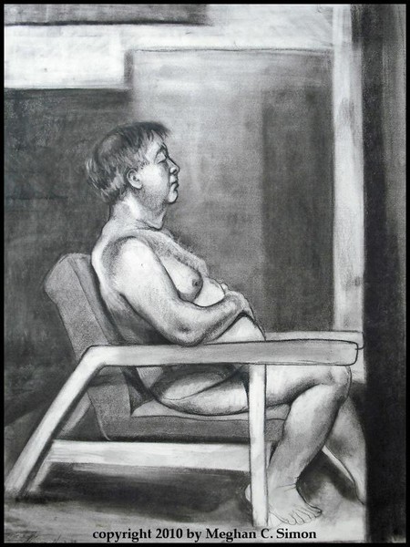 Original Nude Charcoal Drawing - Ed