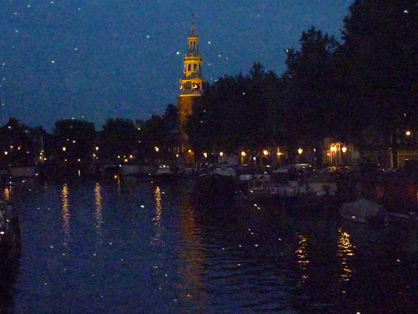 Amsterdam canals at night.