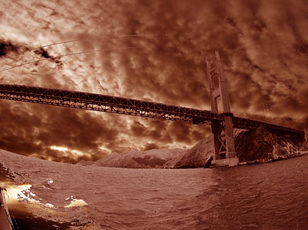 Photomerge  Golden Gate and November sky Lancaster