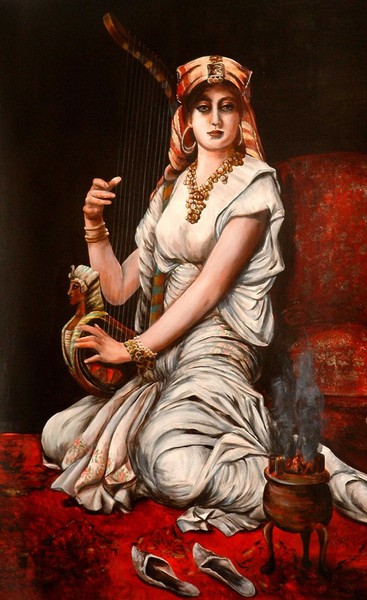 Egyptian Woman with Harp