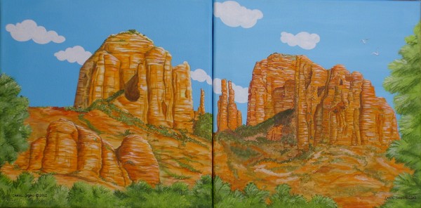Cathedral Rock, Sedona, Arizona. Acrylic on two Ca