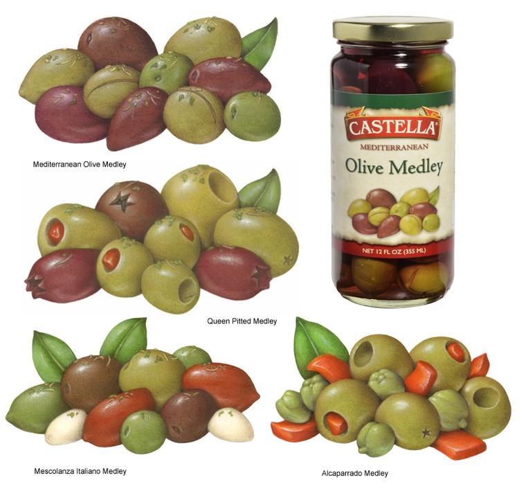 Olive Illustrations for Castella Imports