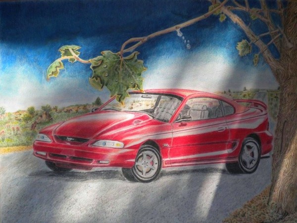Mustang with Rays of Sunlight