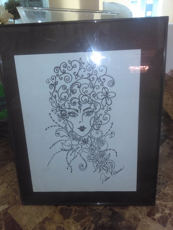 FRAMED IMAGE HAND DRAWN IMAGE OF A LOVELY LADY