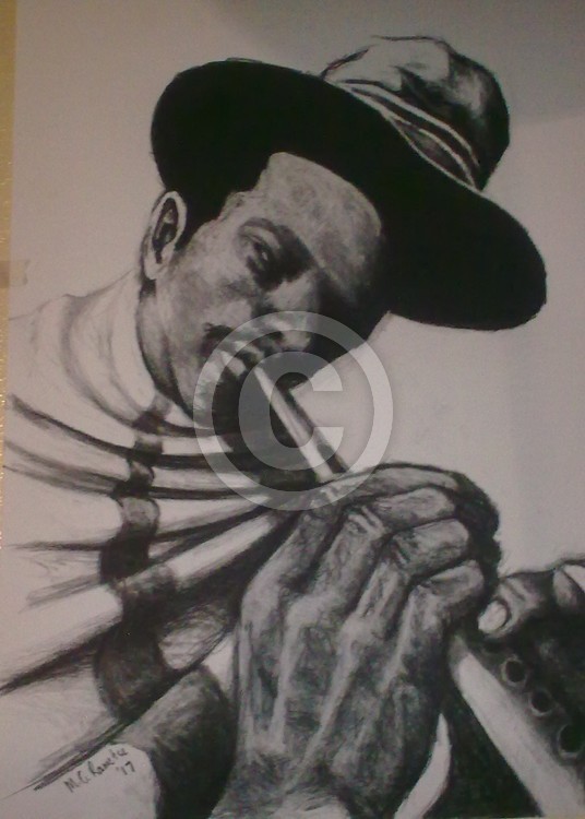 FLUTE. Charcoal on paper, A2 size, R700