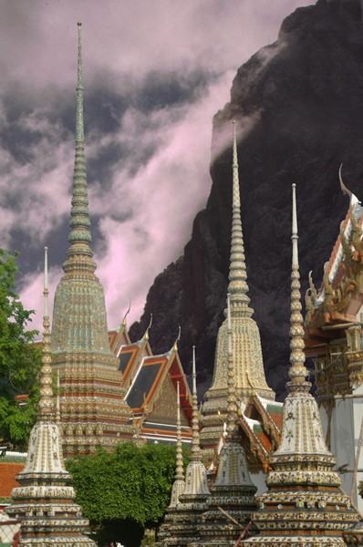 Wat Po  Bangkok merged  with  Dolomite cliff  