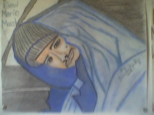Evan in a blue winter coat