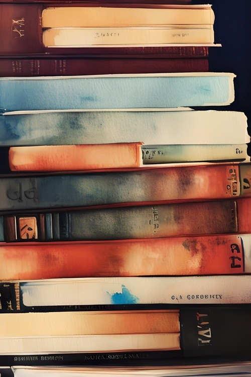 Watercolor stack of vintage books
