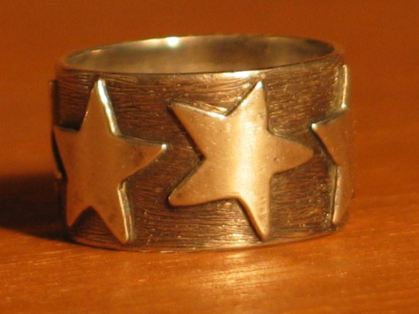 Sterling silver ring with stars:  Hand made