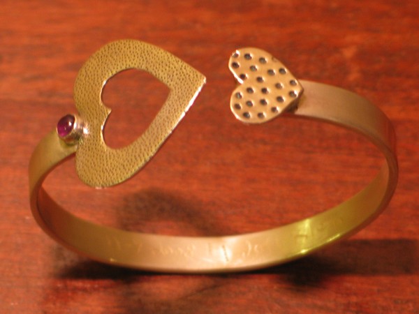Handmade Sterling Heart Clasp Tension Bracelet