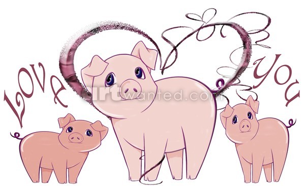 Love You Cute Little Piggies Art