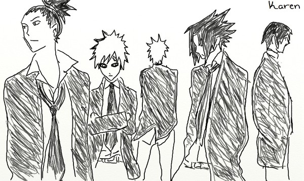 Shikamaru, Gaara, Naruto, Sasuke and Sai