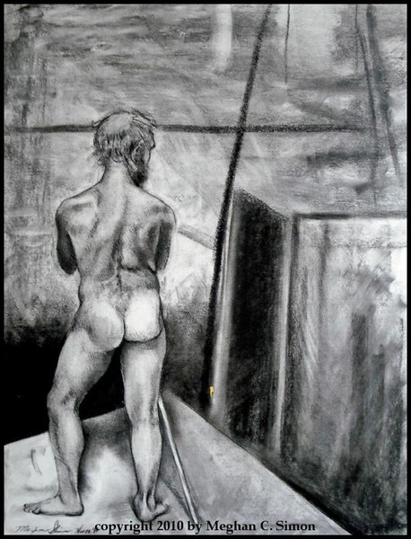 Original Nude Charcoal Drawing- Sam