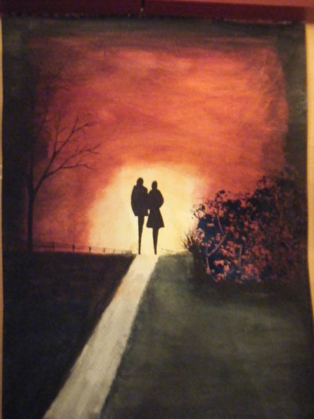 lovers walk, sunset