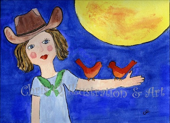 Cowgirl and Her Birds