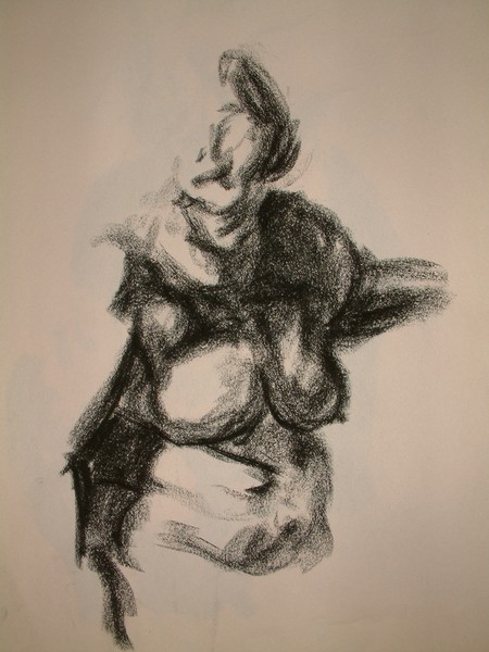 Charcoal from live model sketch
