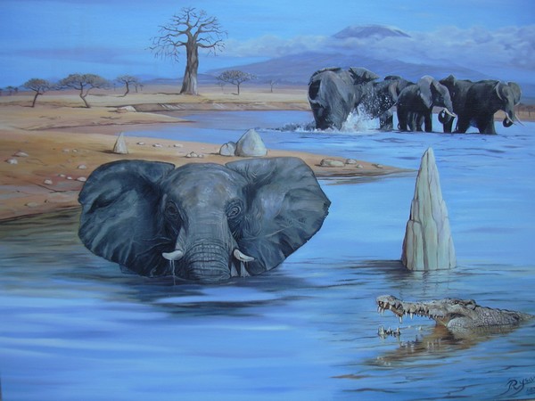 Swimming elephants