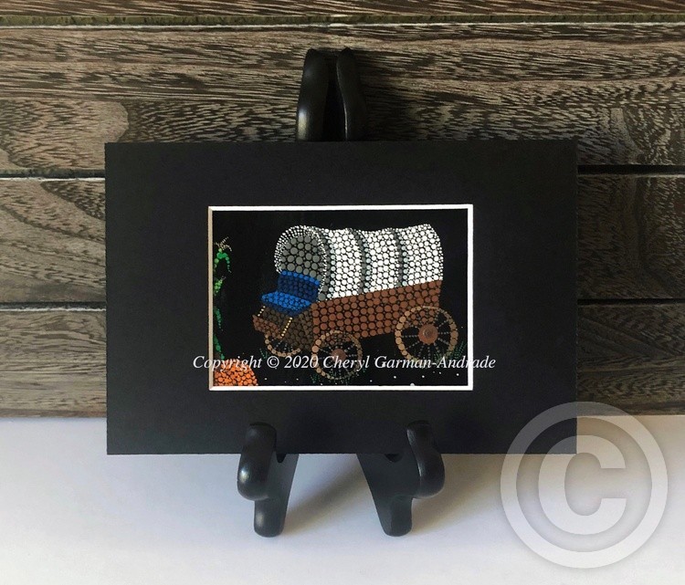 Covered Wagon Dot Art ACEO