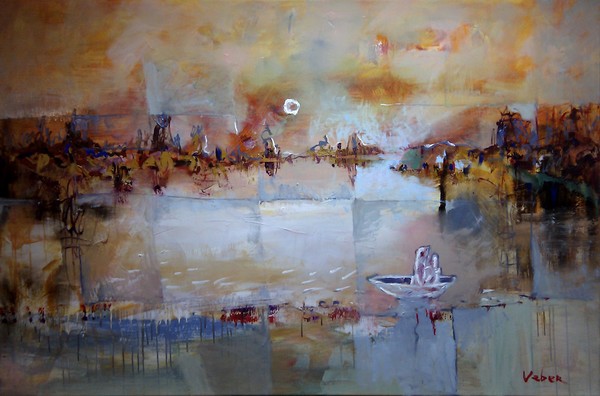 1160, Fishing under full moon,100-150 cm, oil on canvas, 2011