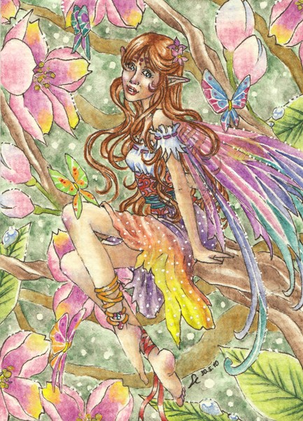 ACEO-Little Cherry Blossom Fairy