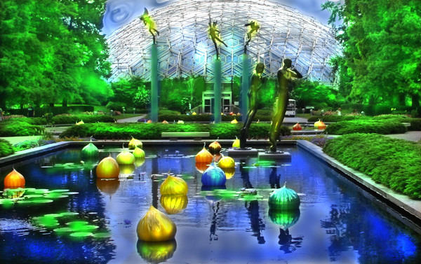 Chihuly Orbs Floating Towards the Dome