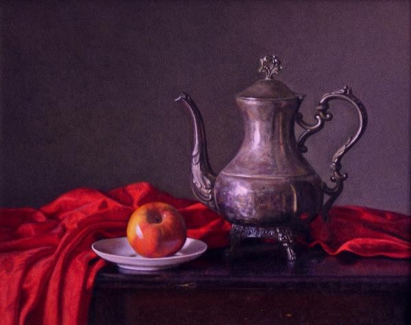 Silver Pitcher with Red