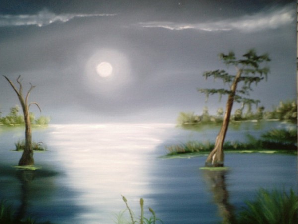 moon on a swamp