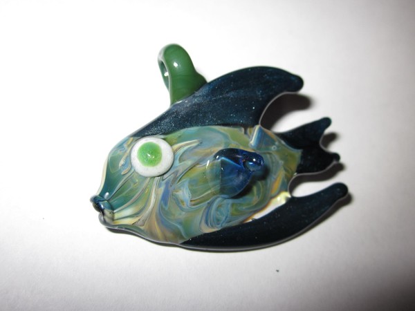 Handblown glass tropical fish pendant