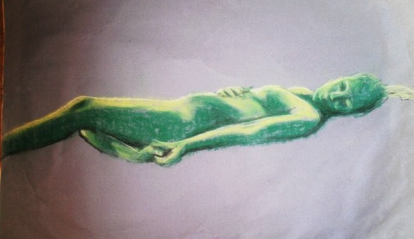 Life drawing sketch of reclining girl