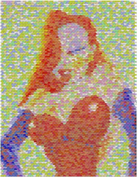 Jessica Rabbit made of PEZ mosaic