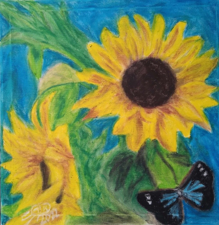 Butterfly and Sunflowers