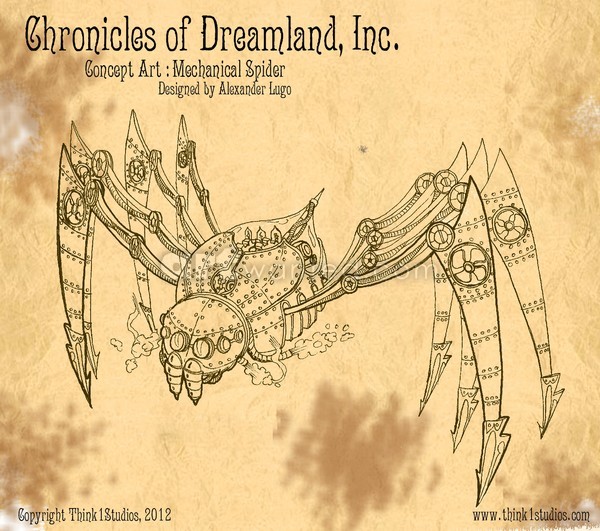 Steampunk Mechanical Spider Concept Art