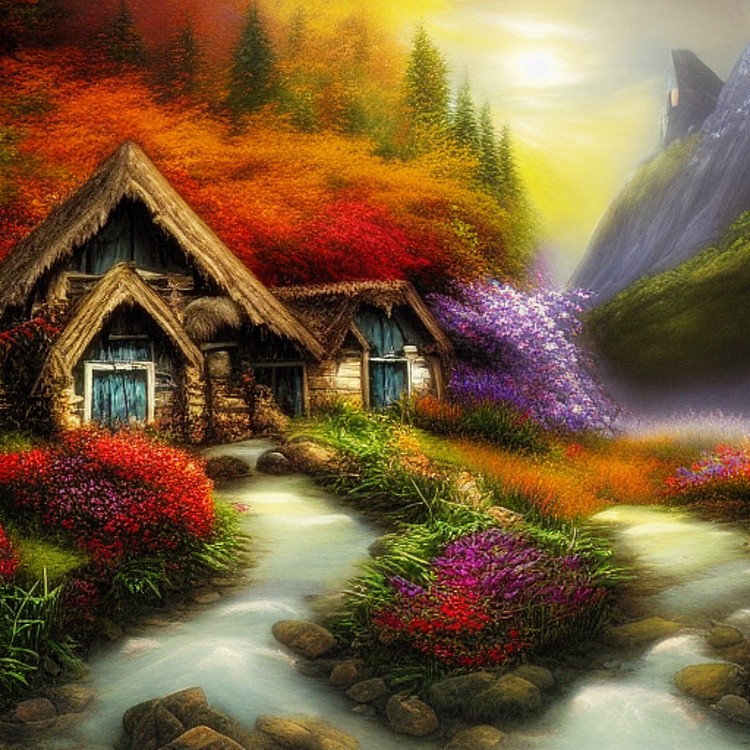 Autumn mountain cabin