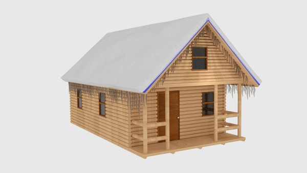 3D Winter Log Cabin