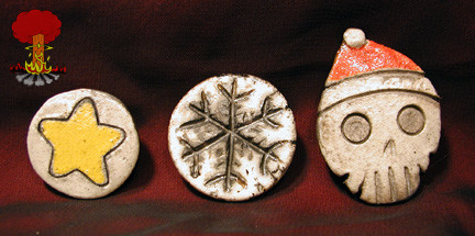 Raku Winter Holiday Pins