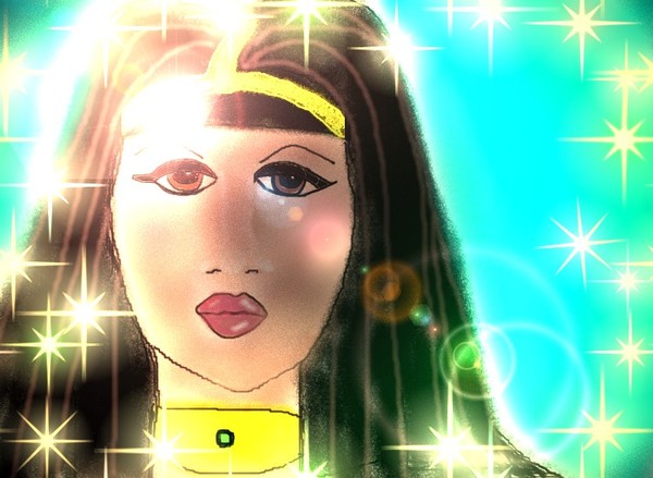 Cleopatra with stars light and halo