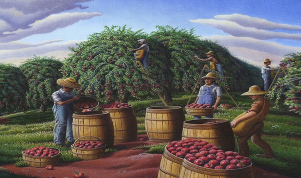 Farmers Picking Apples - Phone Case Art