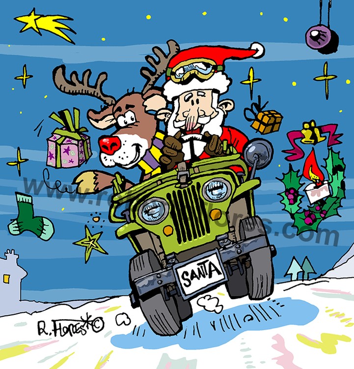 cartoon willys cj2a jeep Xtmas Christmas Noël Navidad Eguberrion Rudolph Santa 1 copia web watermark