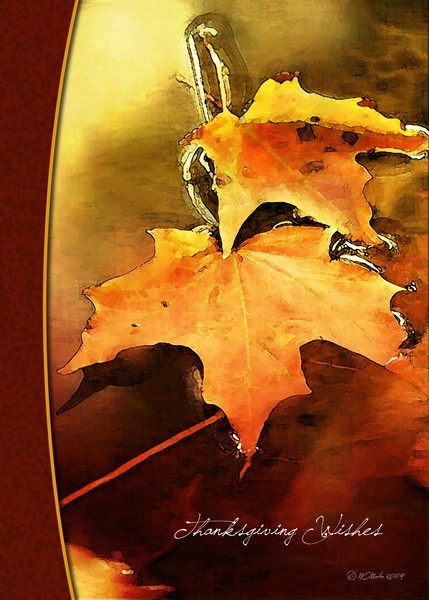 Watercolor Leaves, Thanksgiving Card